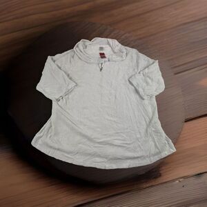 Ave Leisure Fishnet Sweater Womens Sz 18/20 White Mockneck Drawstring Sweatshirt